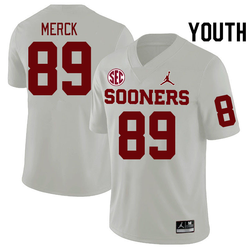 Youth #89 Eli Merck Oklahoma Sooners 2024 SEC Conference College Football Jerseys-White